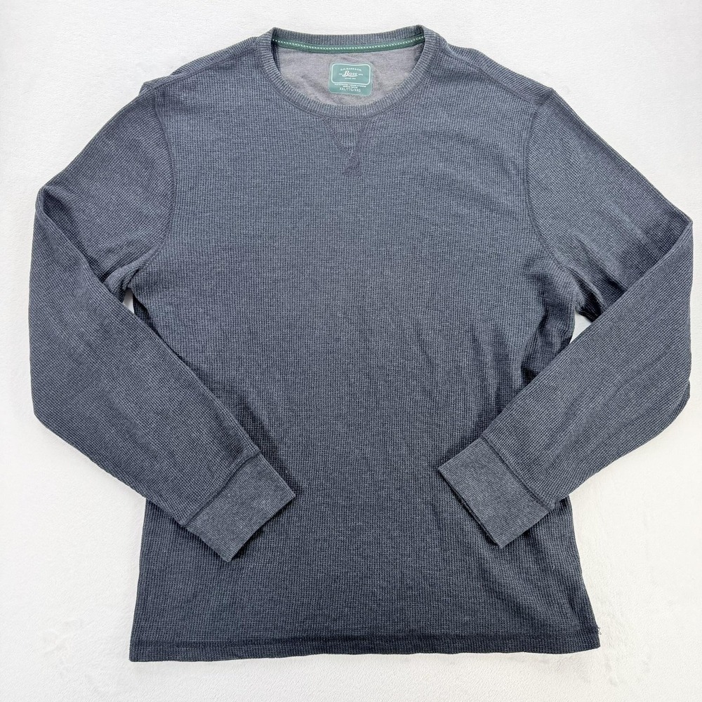 G.H. Bass & Co Shirt Mens 2XL Gray Waffle Knit Thermal Long Sleeve Crewneck